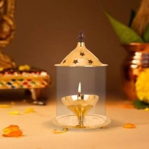 Crinikle Pure Brass Swastik Diya
